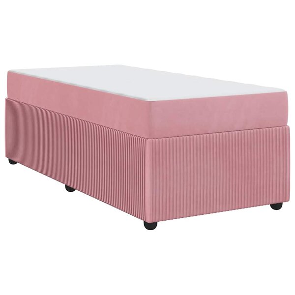 vidaXL Cadre de lit avec matelas Autre Rose 90 x 200 cm Velours