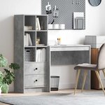 vidaXL Bureau avec tiroir avec étagère avec stockage 2 Pièces Gris béton