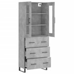 vidaXL Buffet haut Gris béton 69 5x34x180 cm Bois d'ingénierie