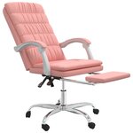 Chaise fauteuil siège pivotante de inclinable de bureau informatique étude similicuir rose 02_0024273