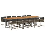 vidaXL Ensemble à manger de jardin coussins 13 Pièces gris résine tressée