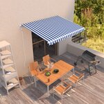 Vidaxl auvent rétractable automatique 350x250 cm bleu et blanc