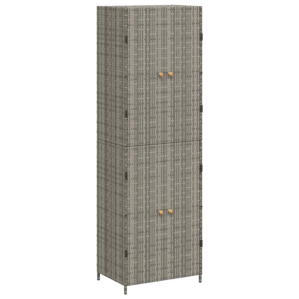 vidaXL Armoire de rangement jardin Gris 59x40x180 cm Résine tressée