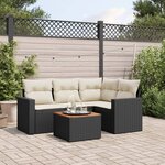 vidaXL Salon de jardin 5 Pièces avec coussins noir résine tressée