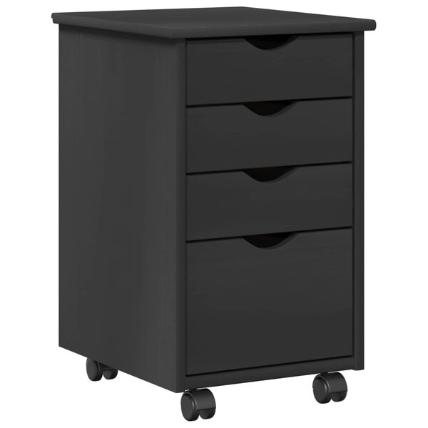 vidaXL Cabinet roulant avec roue Gris 34 x 39 x 56 cm Pin massif