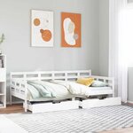 vidaXL Lit de jour et tiroirs sans matelas blanc 90x200 cm bois massif