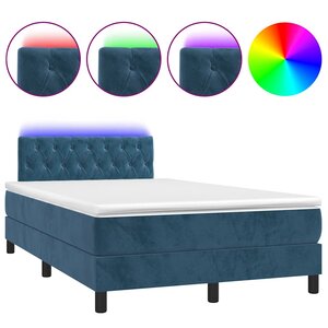 vidaXL Sommier à lattes de lit avec matelas LED bleu foncé 120x190 cm