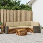 vidaXL Ensemble de canapés d'extérieur 6 pc Naturel et Beige Polyester