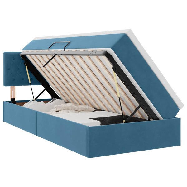 vidaXL Lit de rangement LED avec matelas Bleu foncé 90 x 200 cm