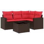 vidaXL Salon de jardin avec coussins 5 Pièces marron résine tressée