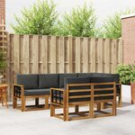 vidaXL Ensemble de canapés d'extérieur 7 pc Naturel et Anthracite