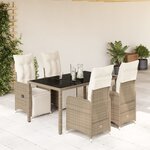 vidaXL Ensemble de bistro de jardin 5 Pièces coussins marron poly rotin