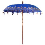 vidaXL Parasol balinais 260 Bleu 210-220 cm Coton et bois massif