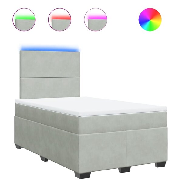 vidaXL Sommier à lattes de lit et matelas Gris clair 120x200cm Velours