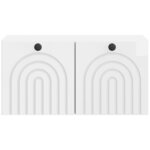vidaXL Meuble TV mural Montage mural Blanc brillant 59 5 x 31 x 30 cm