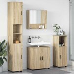 vidaXL Ensemble de mobilier de salle de bain 4 Pièces Chêne sonoma