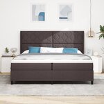 vidaXL Lit à ressorts avec matelas marron foncé 200 x 200 cm en tissu.