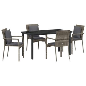 vidaXL Ensemble de salle à manger pour jardin 5 Pièces Gris polyrotin