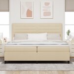 vidaXL Lit à ressorts avec matelas et lumière LED crème  200 x 200 cm  tissu