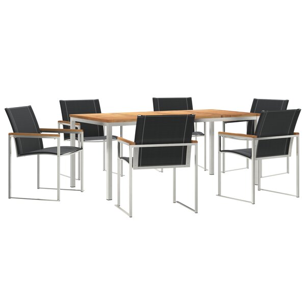 Ensemble de salle à manger de jardin de 7 pièces en bois d'acacia