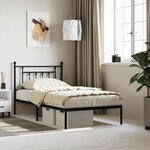 vidaXL Cadre de lit métal avec tête de lit noir 100x190 cm