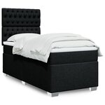 vidaXL Sommier à lattes de lit avec matelas Noir 90x190 cm Tissu