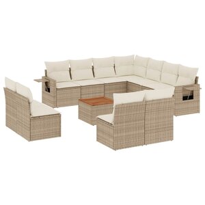 vidaXL Salon de jardin avec coussins 12 Pièces beige résine tressée