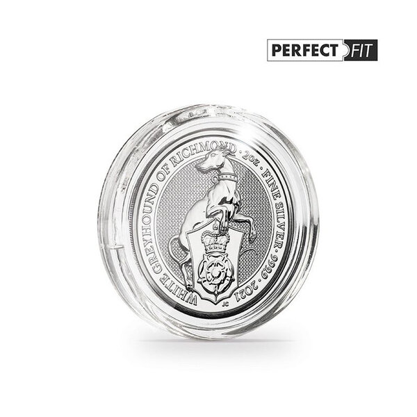 Capsules rondes ULTRA PERFECT FIT pour pièces de 2 oz Queen's Beasts argent. Paquet - 10 capsules