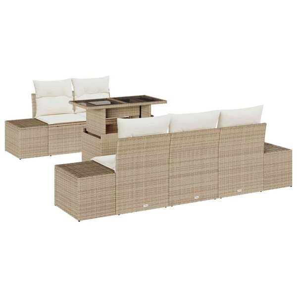 vidaXL Ensemble de Canapés avec coussin 6 Pièces Beige et crème polyrotin