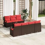 vidaXL Ensemble de canapé de jardin avec coussin 8 Pièces Beige Rouge