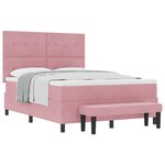 vidaXL Lit à Ressorts avec Matelas & Banc Rose 140x200 cm Velours