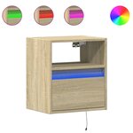 vidaXL Tables de chevet murales avec lumières LED 2 Pièces chêne sonoma