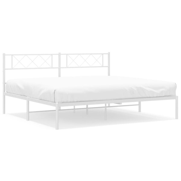 vidaXL Cadre de lit métal avec tête de lit blanc 200x200 cm