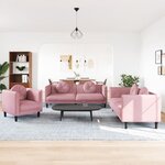 vidaXL Ensemble de canapés 3 Pièces avec coussins rose velours