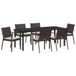 vidaXL Ensemble de salle à manger pour jardin 7 Pièces Marron et Noir