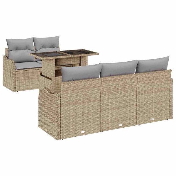 vidaXL Ensemble de canapé de jardin 6 Pièces Beige 100 x 55 x 73 cm