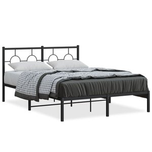 vidaXL Cadre de lit métal sans matelas avec tête de lit noir 140x190cm