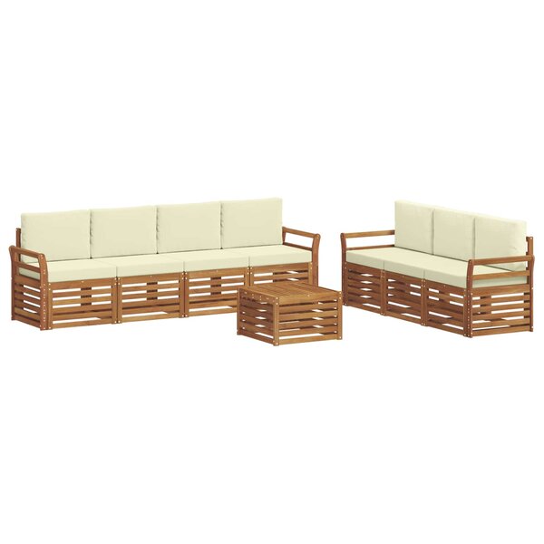 vidaXL Ensembles de canapés 8 pc Naturel et Crème Bois d'Acacia Massif