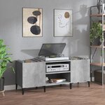 vidaXL Armoire à disques gris béton 121x38x48 cm bois d'ingénierie