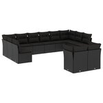 vidaXL Salon de jardin 12 Pièces avec coussins noir résine tressée