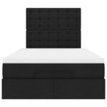 vidaXL Cadre de lit ottoman avec matelas noir 120x190 cm tissu