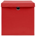 vidaXL Boîtes de rangement et couvercles 4 Pièces Rouge 32x32x32 cm Tissu