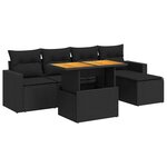vidaXL Salon de jardin 6 Pièces avec coussins noir résine tressée