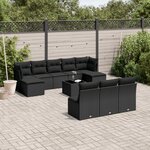 vidaXL Salon de jardin 11 Pièces avec coussins noir résine tressée
