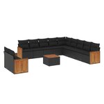 vidaXL Salon de jardin 12 Pièces avec coussins noir résine tressée