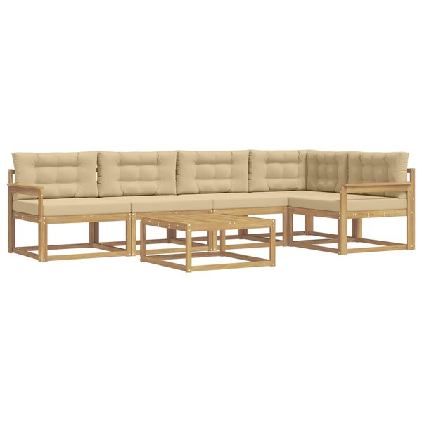 vidaXL Ensemble de canapés d'extérieur 6 pc Blanc et Beige Polyester