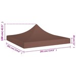 vidaXL Toit de tente de réception 3x3 m Marron 270 g/m²