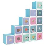 vidaXL Armoire de rangement pour enfants avec 15 cubes Bleu PP