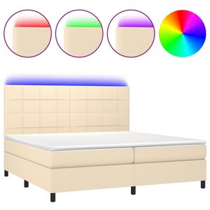 vidaXL Sommier à lattes de lit et matelas et LED Crème 200x200cm Tissu