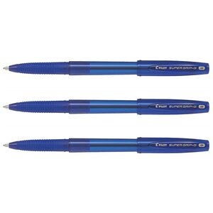 Stylo à bille SUPER GRIP G avec capuchon pointe moyenne bleu x 3 PILOT